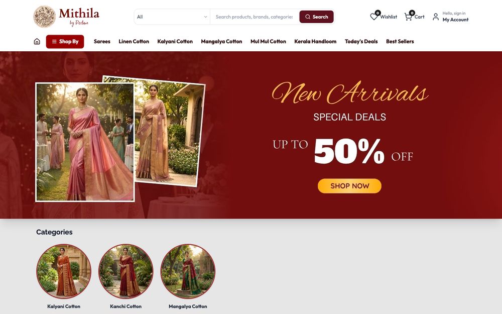 Mithila by Reshma online saree store homepage